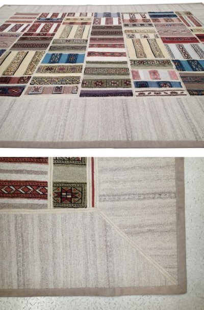 画像1: ペルシャ絨毯キリムパッチワークラグB144TR238x168