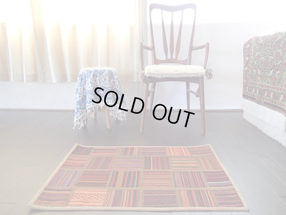 画像2: キリムパッチワークラグ玄関マットサイズ5504_86×56 (2)