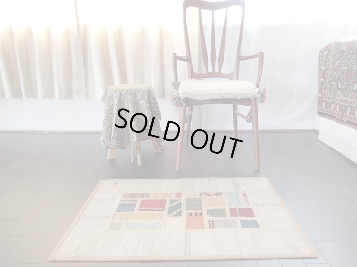 画像2: ギャッベキリムジャジムパッチワークラグ玄関マットサイズ1776_88×58 (2)