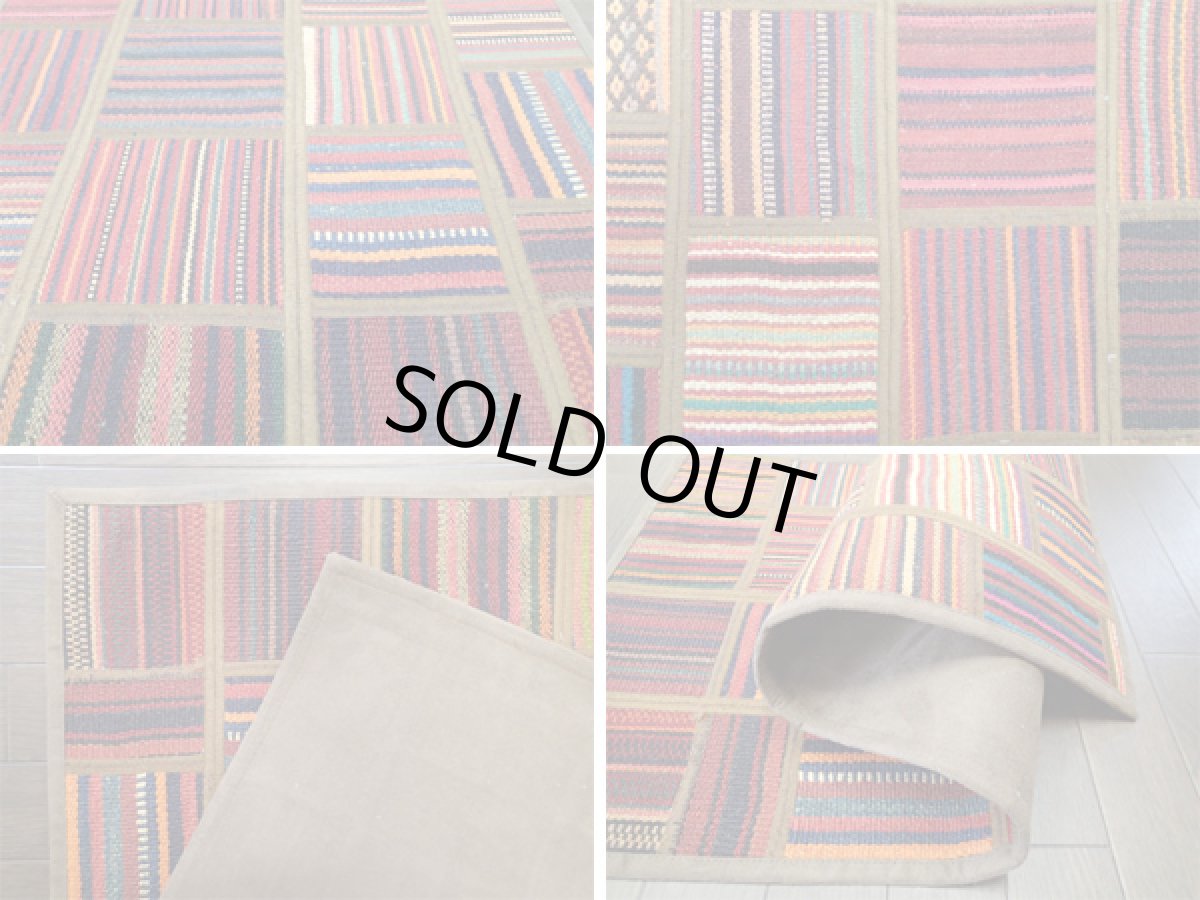 画像4: キリムパッチワークラグ玄関マットサイズ5500_100×51 (4)