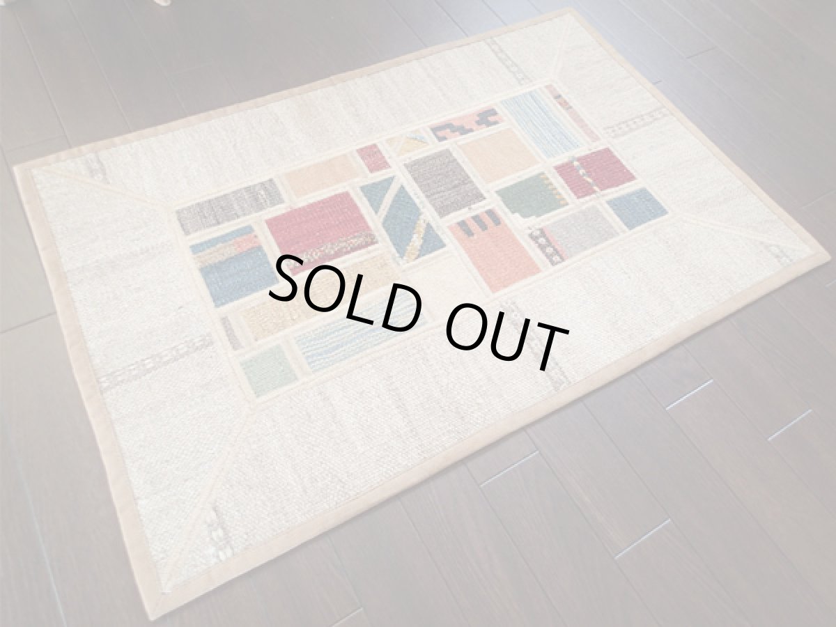 画像3: ギャッベキリムジャジムパッチワークラグ玄関マットサイズ1776_88×58 (3)