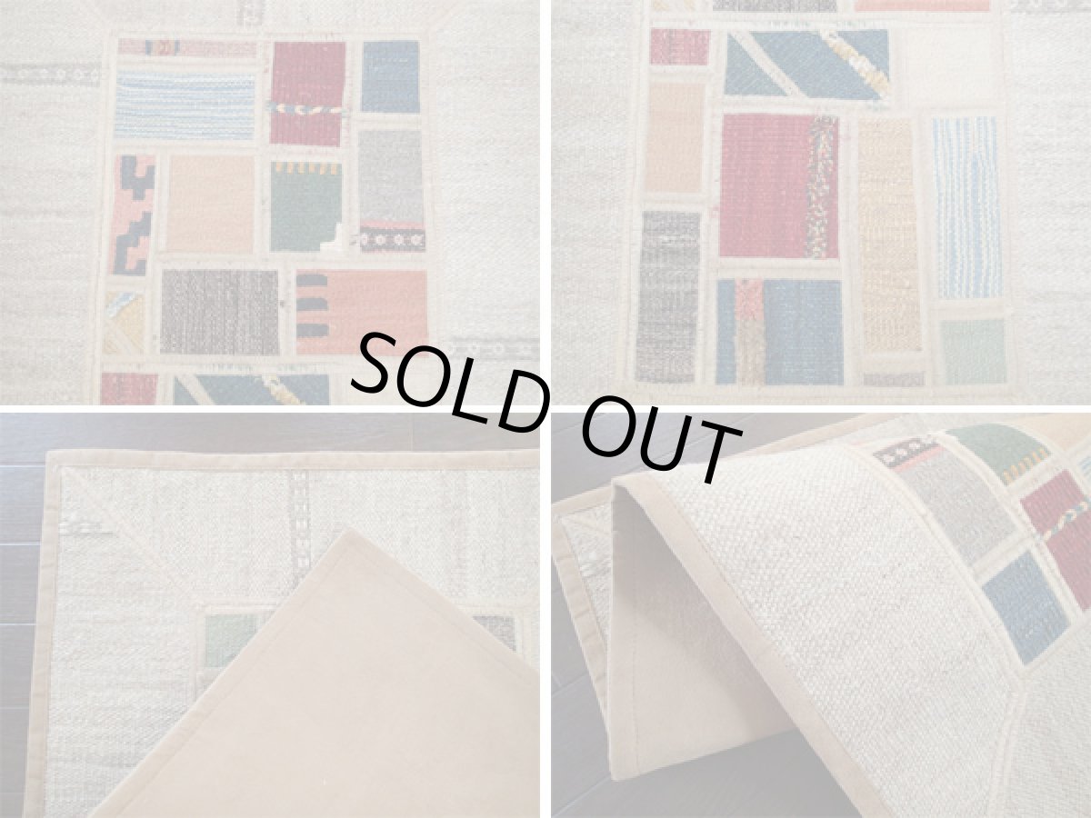 画像4: ギャッベキリムジャジムパッチワークラグ玄関マットサイズ1776_88×58 (4)