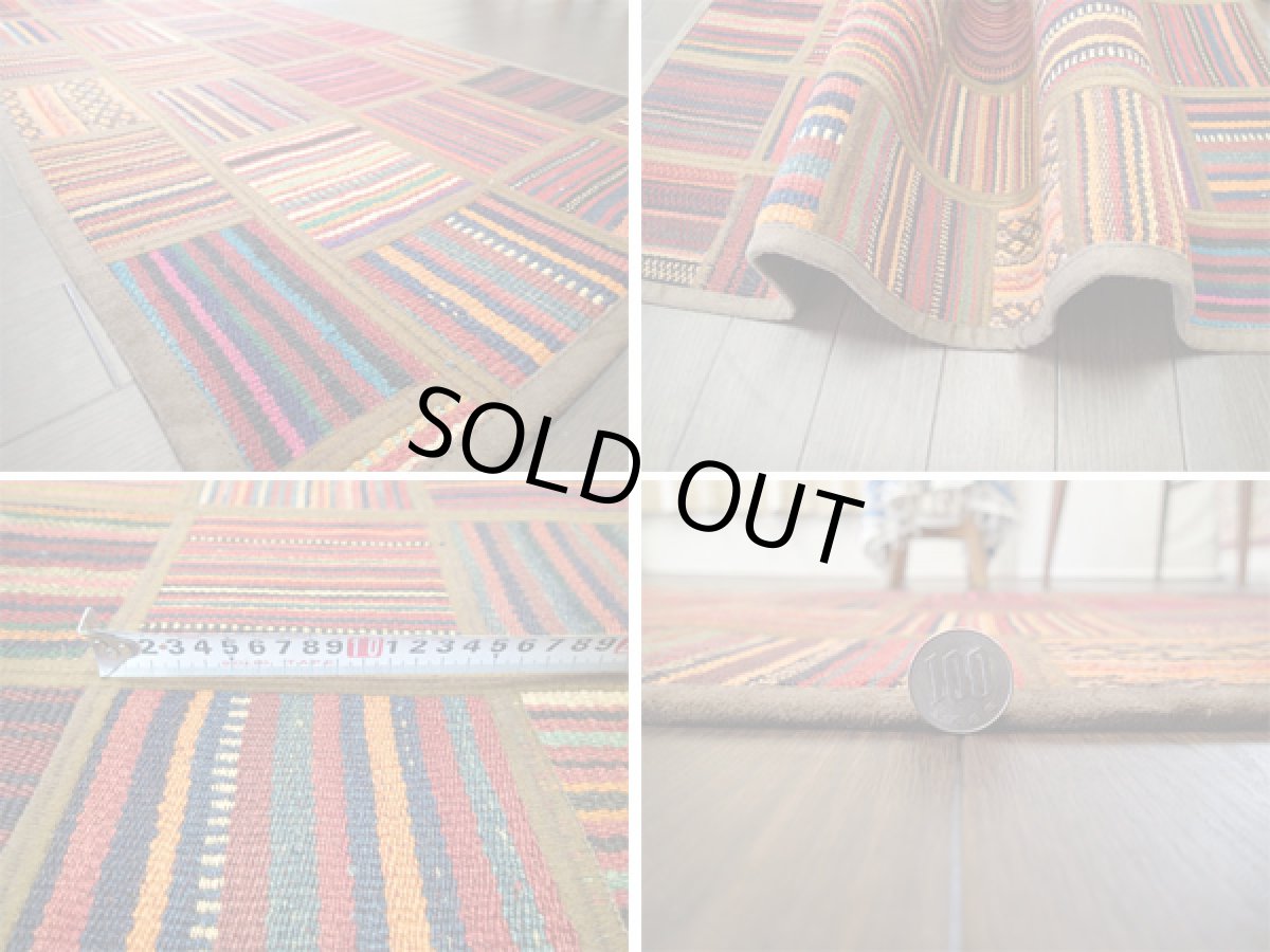 画像5: キリムパッチワークラグ玄関マットサイズ5500_100×51 (5)