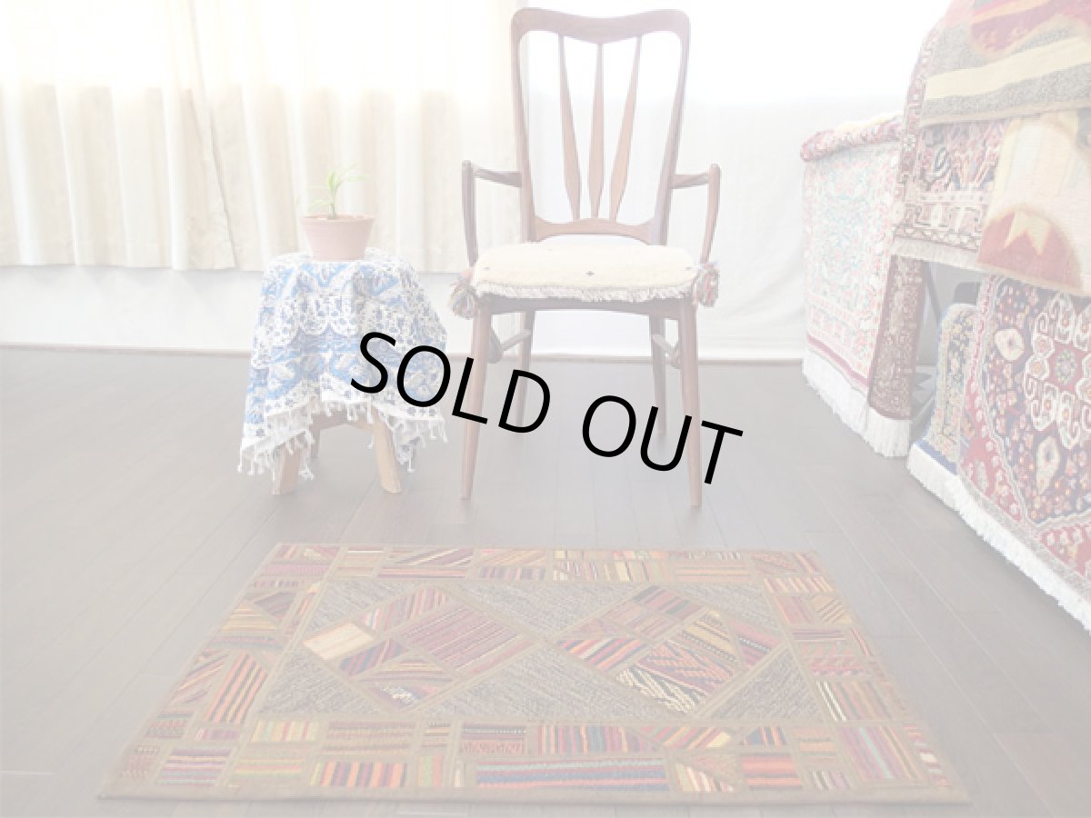 画像2: キリムジャジムパッチワークラグ玄関マットサイズ1766_93×59 (2)