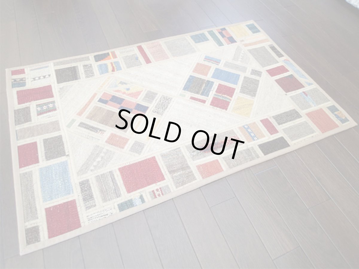 画像3: ギャッベキリムジャジムパッチワークラグ玄関マットサイズ1770c_97×62 (3)