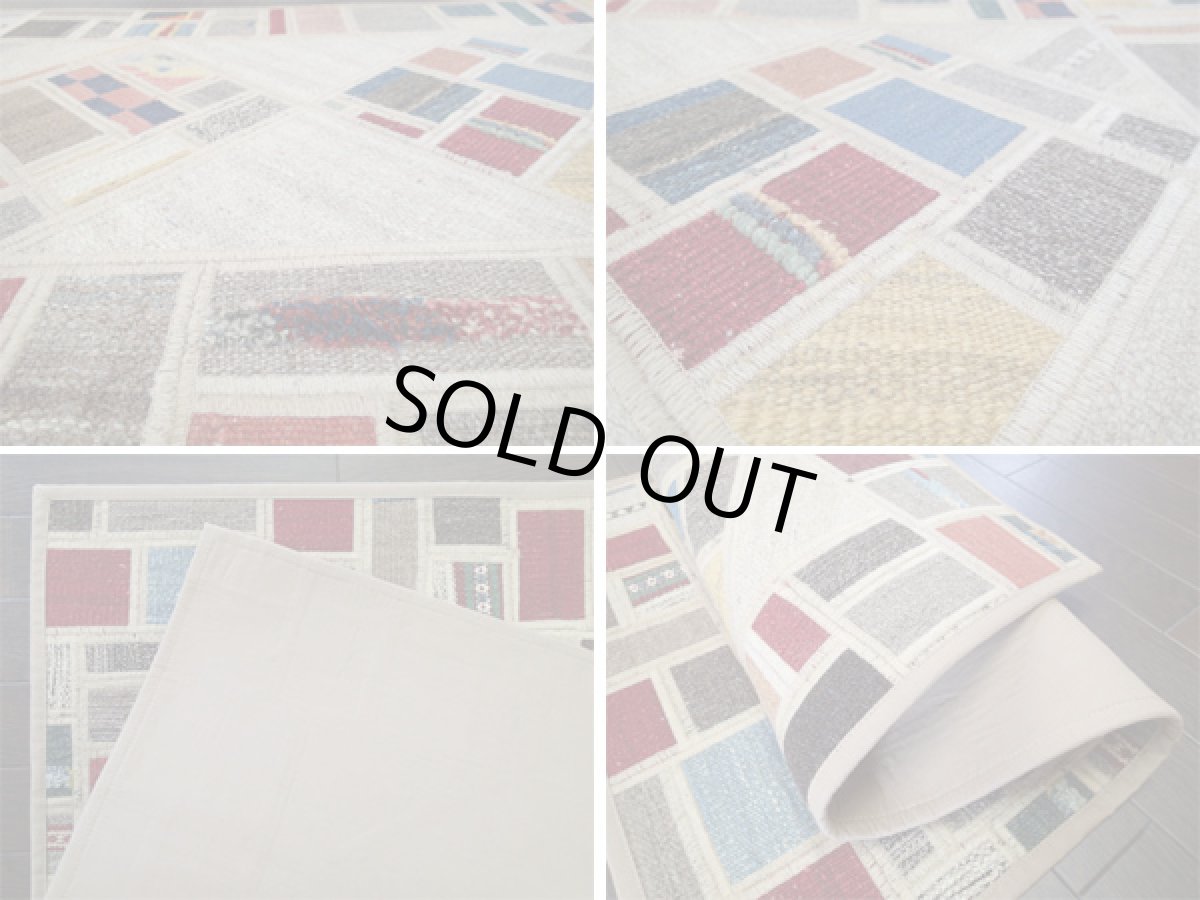 画像4: ギャッベキリムジャジムパッチワークラグ玄関マットサイズ1770c_97×62 (4)