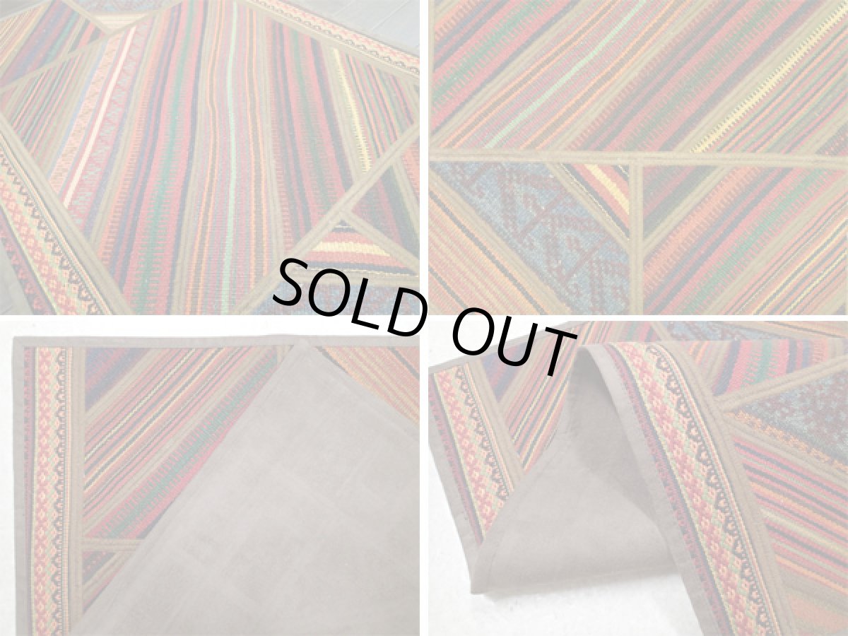 画像4: ペルシャ キリム パッチワーク ラグ 玄関 マット サイズ 98 x 62 cm 5493 平織り 天然 ウール 絨毯 敷物 カーペット 茶 マルチ カラー (4)