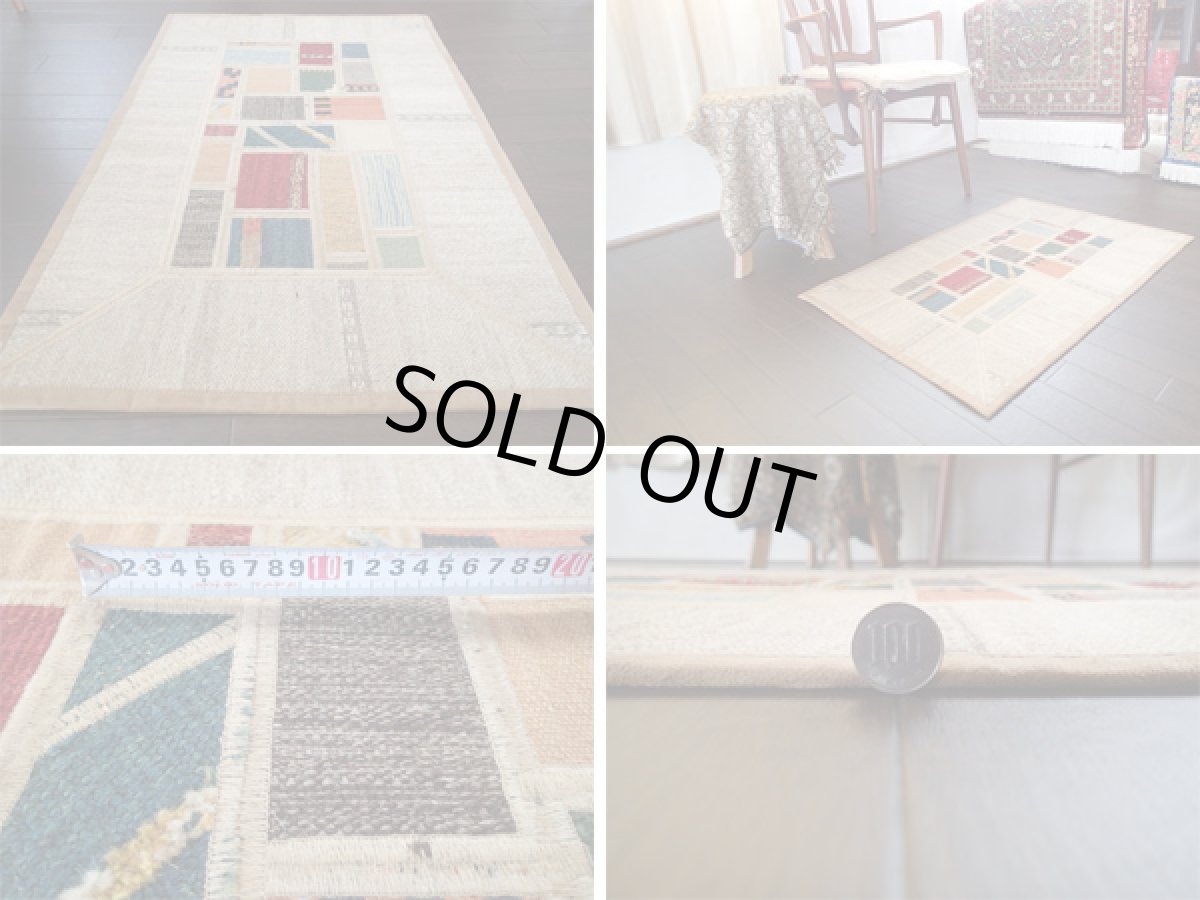 画像5: ギャッベキリムジャジムパッチワークラグ玄関マットサイズ1776_88×58 (5)