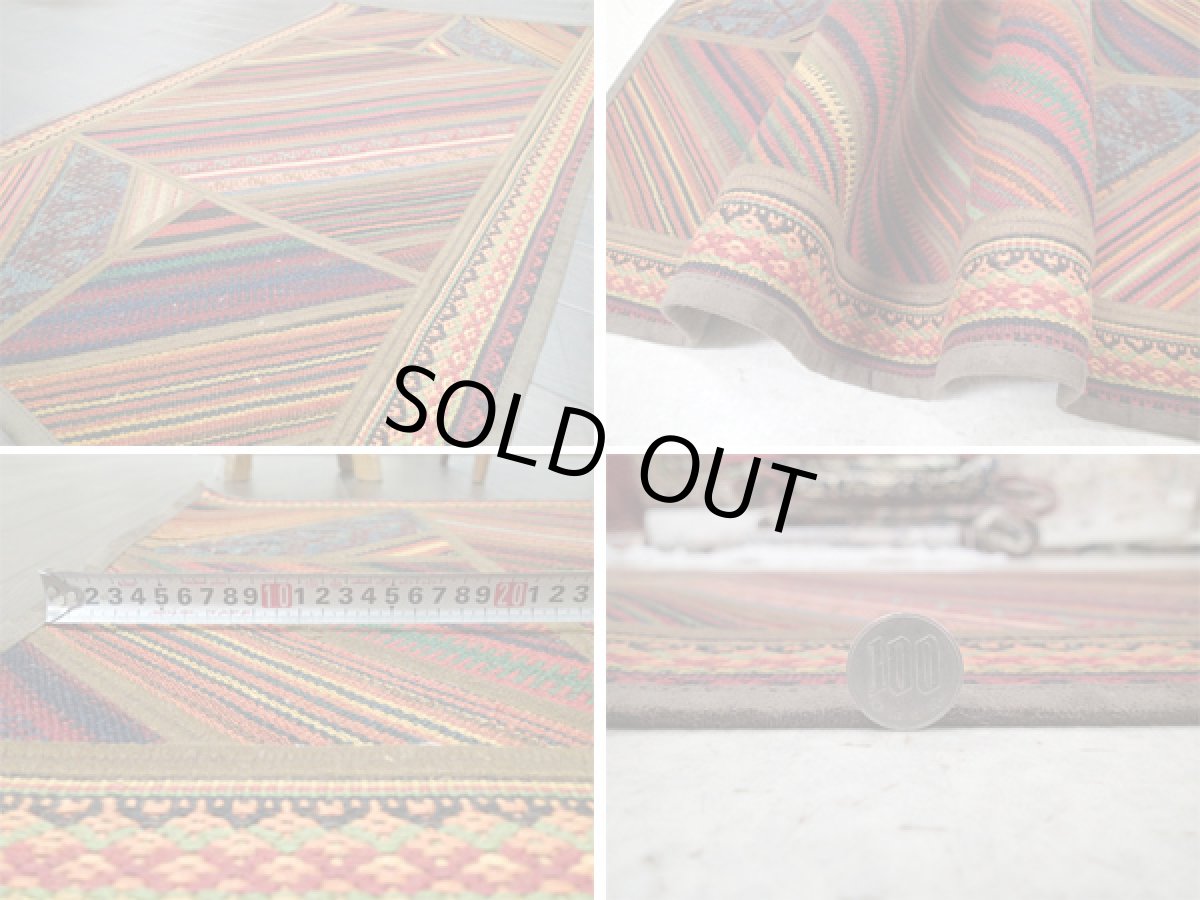 画像5: ペルシャ キリム パッチワーク ラグ 玄関 マット サイズ 98 x 62 cm 5493 平織り 天然 ウール 絨毯 敷物 カーペット 茶 マルチ カラー (5)