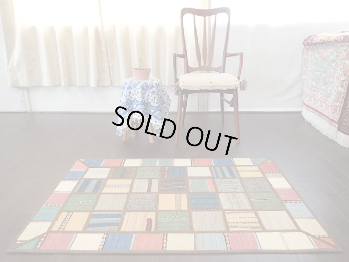 画像2: ギャッベキリムジャジムパッチワークラグ_アクセントラグサイズ5484_127x82 (2)