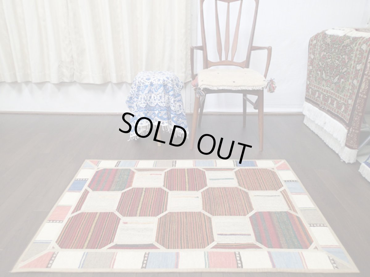 画像2: ギャッベキリムジャジムパッチワークラグ_アクセントラグサイズ5503_123×83 (2)