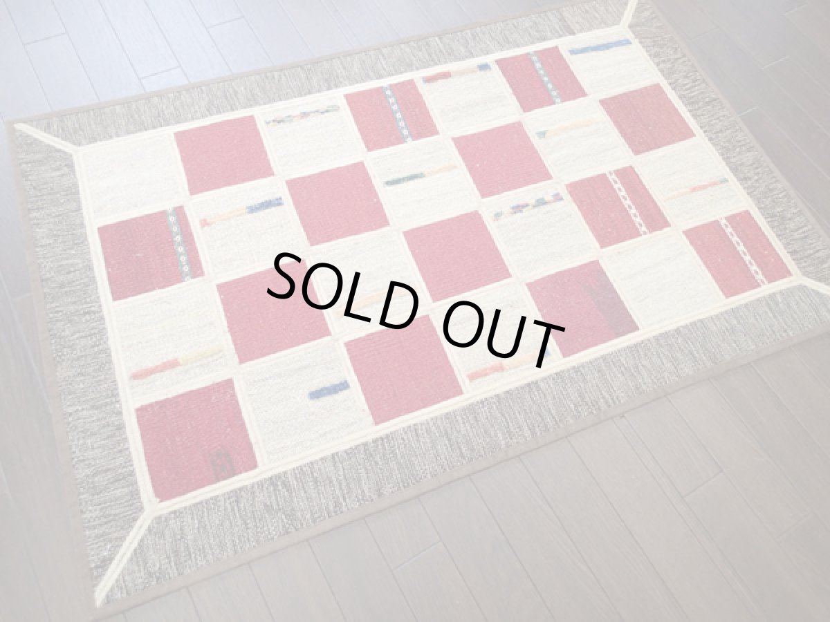 画像3: 新品 ギャッベ キリム ジャジム パッチワーク ラグ アクセント サイズ 124 × 79 No.5506 平織り 天然 ウール 絨毯 敷物 マット カーペット n-5506-124079sa08 (3)