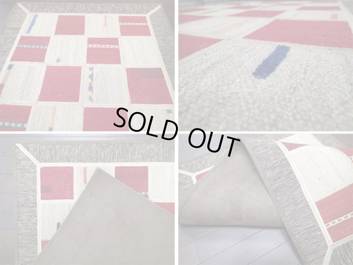 画像4: 新品 ギャッベ キリム ジャジム パッチワーク ラグ アクセント サイズ 124 × 79 No.5506 平織り 天然 ウール 絨毯 敷物 マット カーペット n-5506-124079sa08 (4)