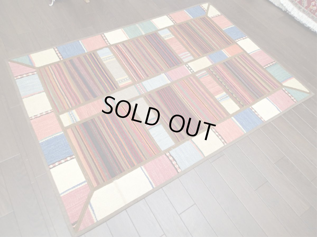 画像3: キリムジャジムパッチワークラグ_アクセントラグサイズ5509_129×90 (3)