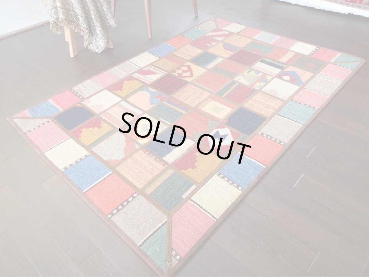 画像3: ギャッベキリムジャジムパッチワークラグ_センターラグサイズ5307_148×102 (3)