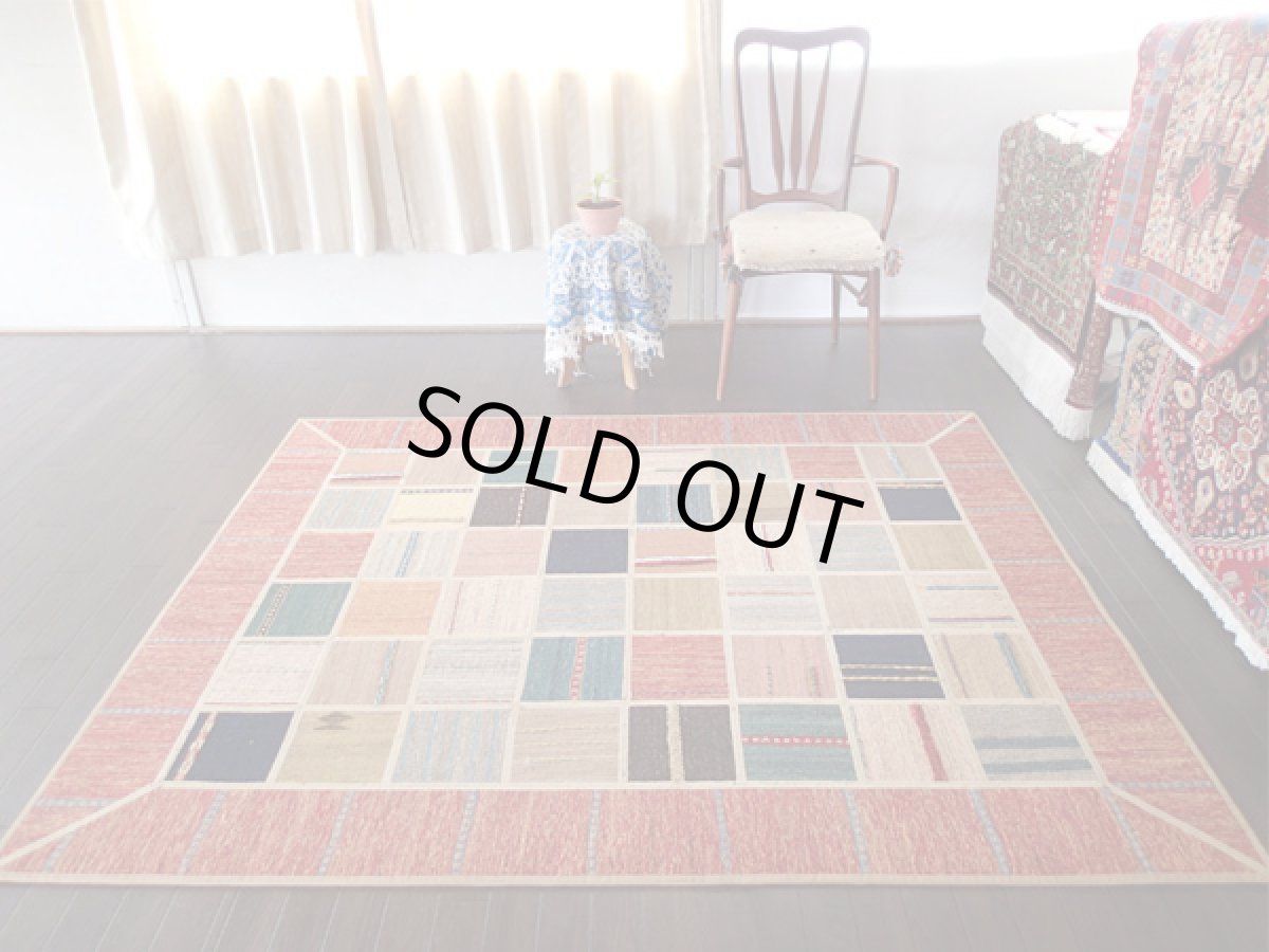 画像2: ギャッベキリムジャジムパッチワークラグ_センターラグサイズ5379_197×157 (2)