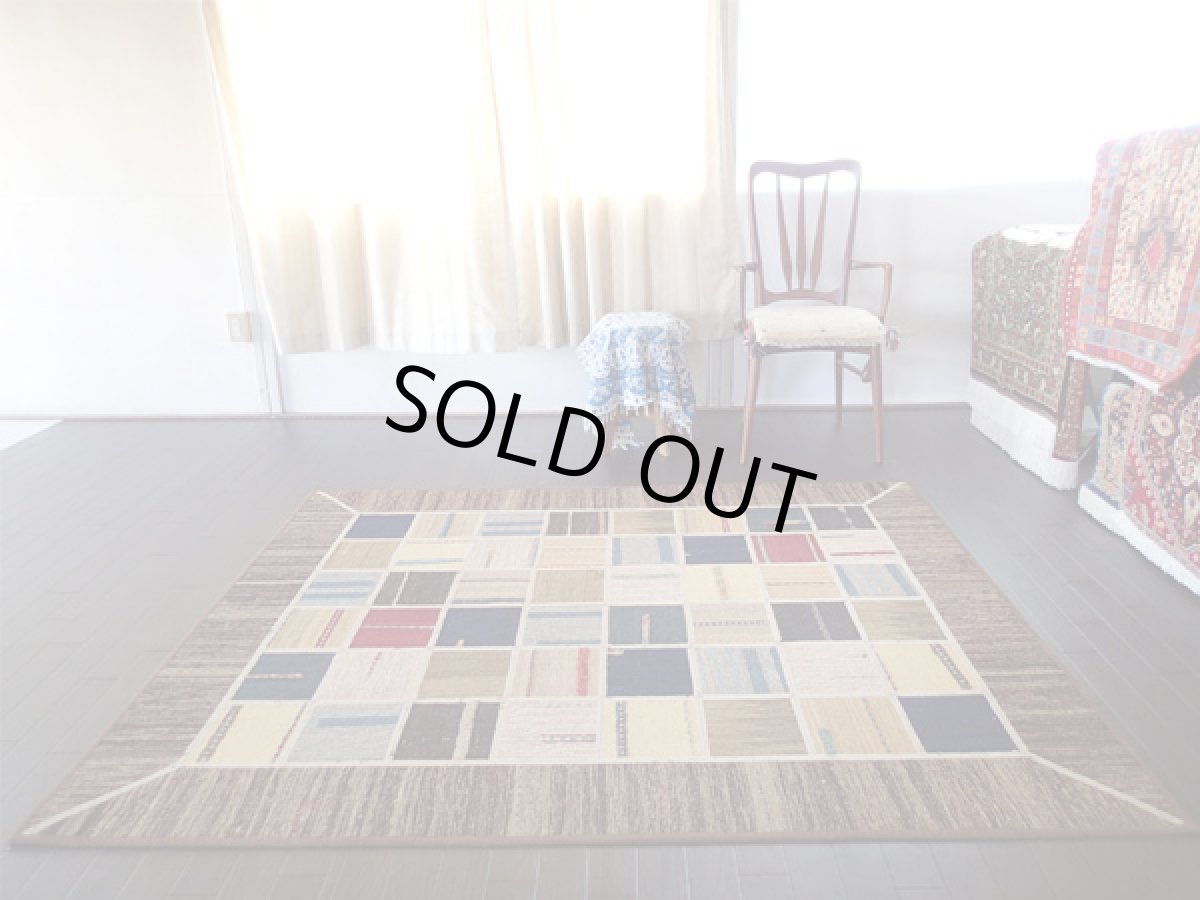 画像2: ギャッベキリムジャジムパッチワークラグ_センターラグサイズ5377_190×152 (2)