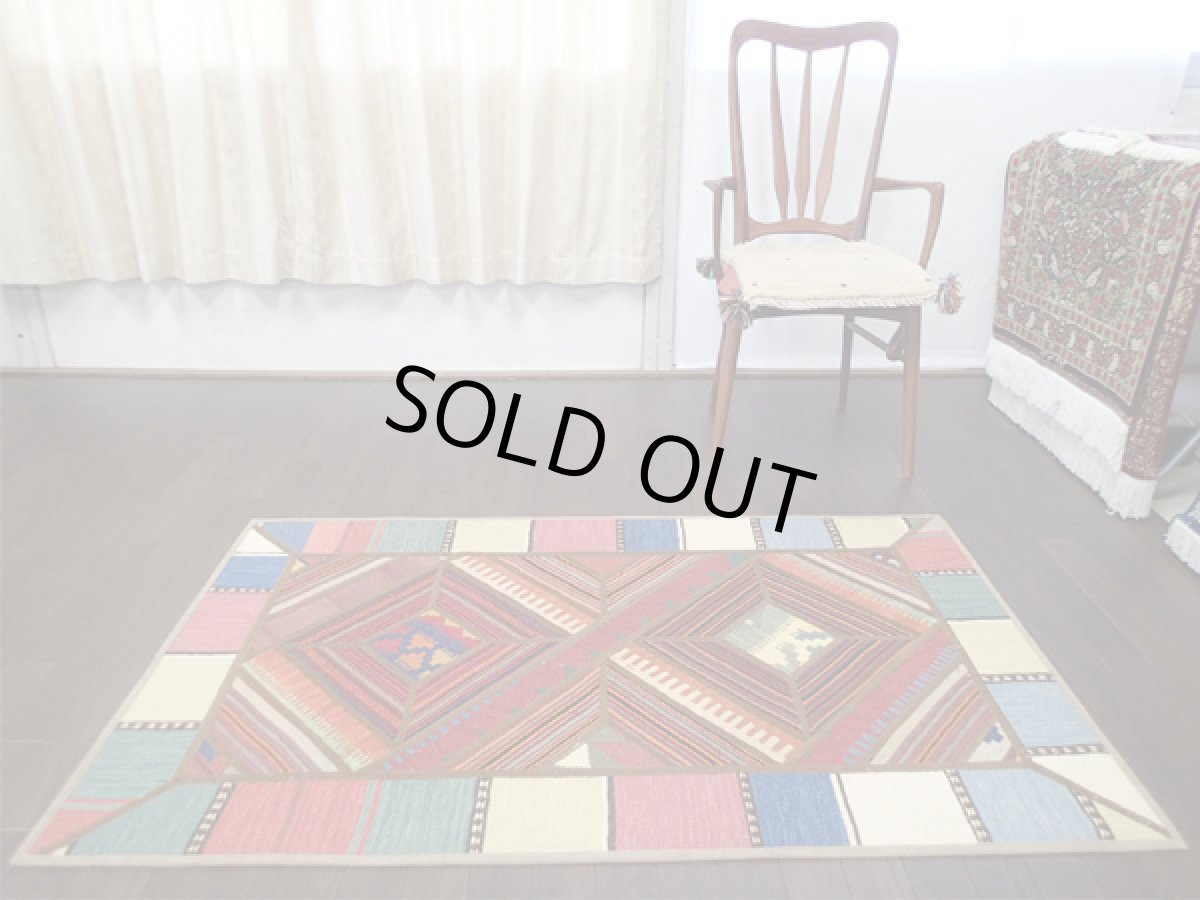 画像2: キリムジャジムパッチワークラグ_センターラグサイズ5325_145×87 (2)