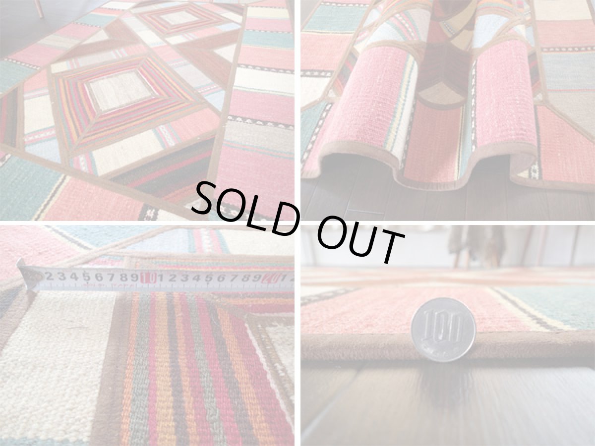 画像5: 新品 ペルシャ ギャッベ キリム ジャジム パッチワーク センター ラグ サイズ 153 × 97 cm No.5360 天然 ウール 敷物 マット カーペット 赤 青 黄 カラフル n-5360-153097sa08  (5)