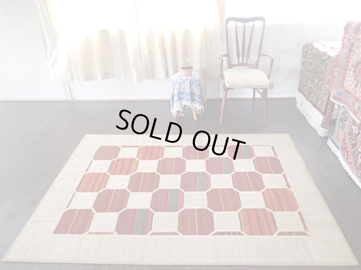 画像2: キリムジャジムパッチワークラグ_センターラグサイズ5437_200×140 (2)