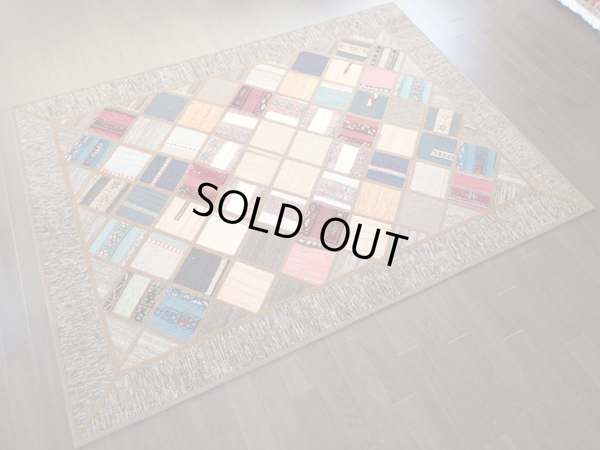 画像3: ペルシャ 絨毯 ギャッベ キリム ジャジム パッチワーク ラグ ウール センターラグサイズ5424_177×134 (3)