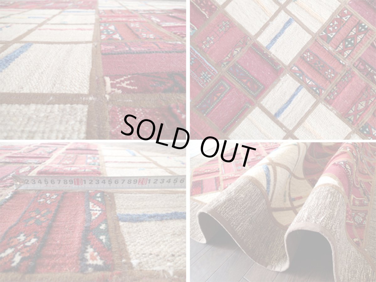 画像5: ペルシャ絨毯ギャッベキリムジャジムパッチワークラグ_センターラグサイズ5476_177×135 (5)