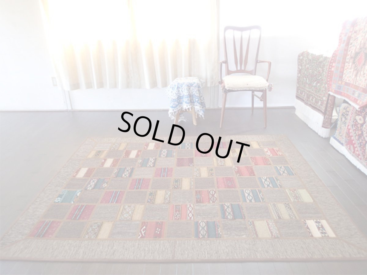 画像2: ペルシャ絨毯キリムジャジムパッチワークラグ_センターラグサイズ5378_193×147 (2)