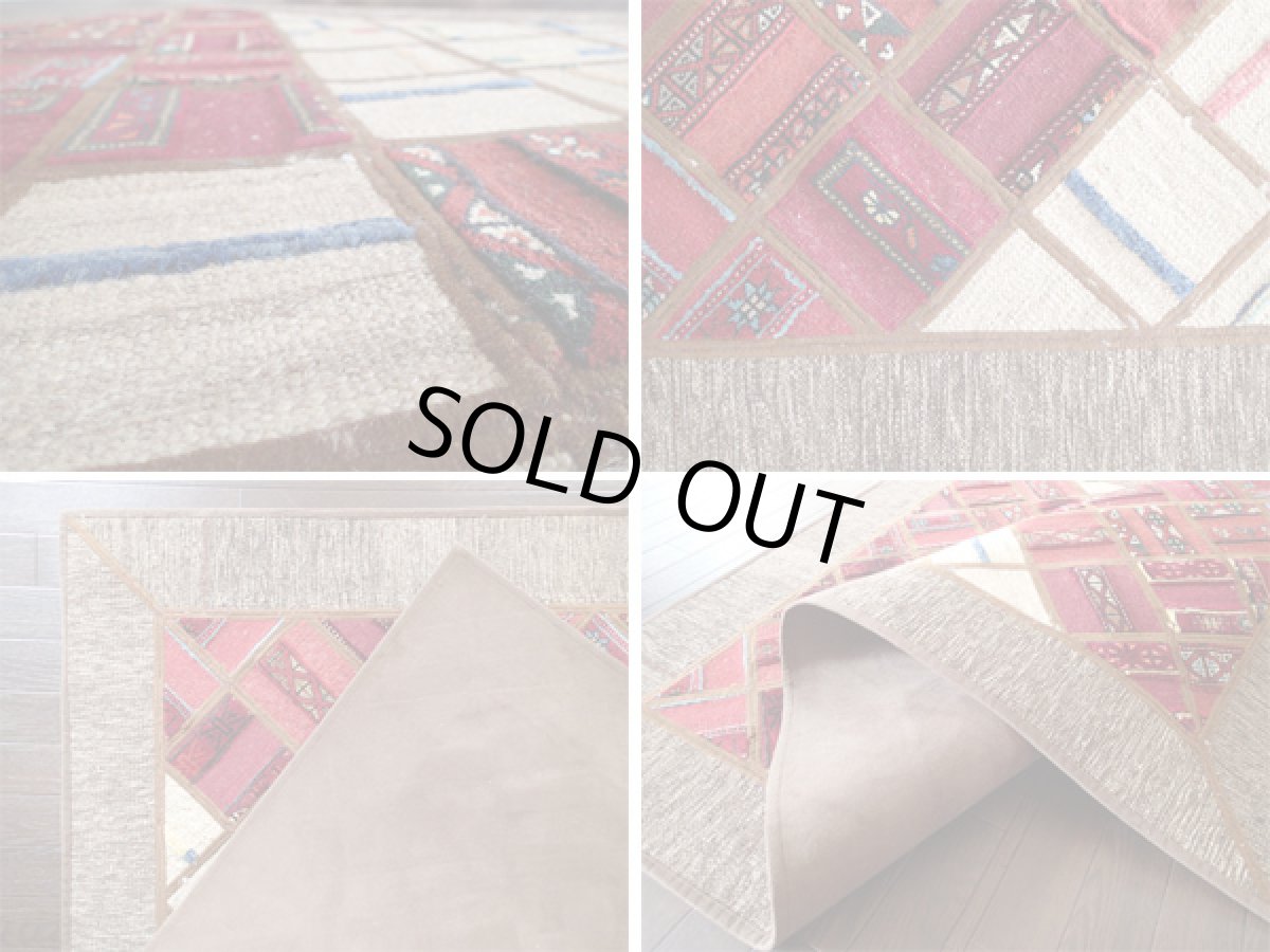 画像4: ペルシャ絨毯ギャッベキリムジャジムパッチワークラグ_センターラグサイズ5476_177×135 (4)