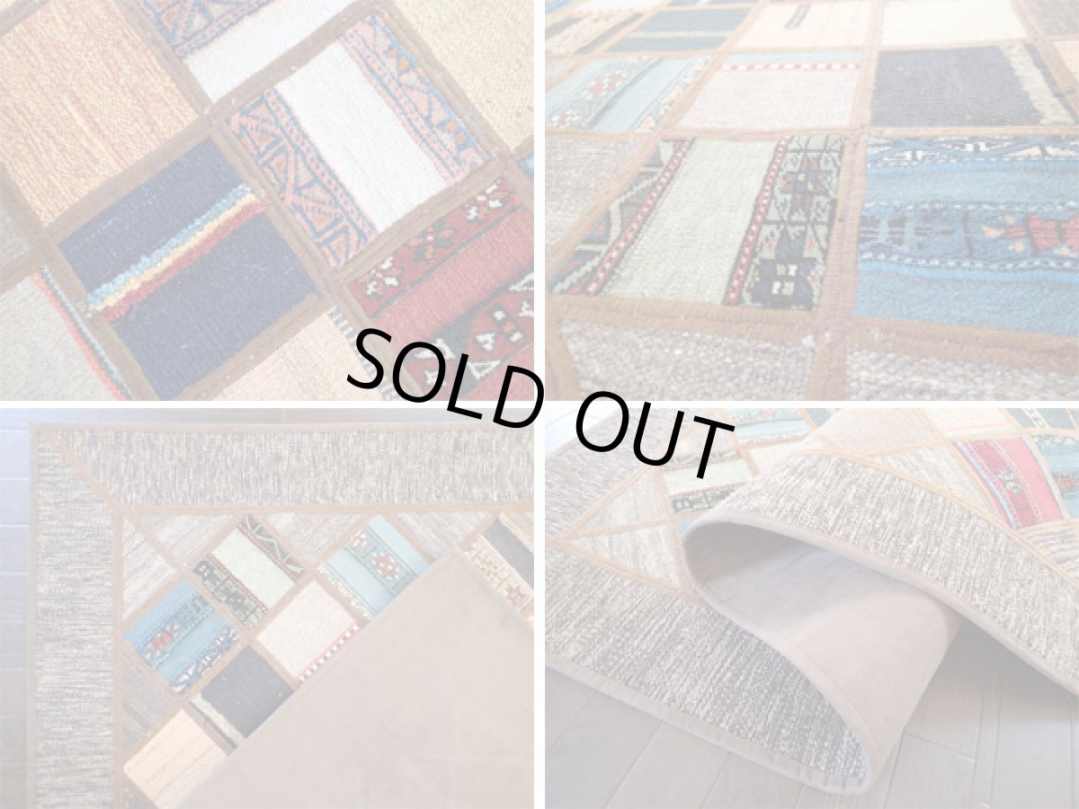 画像4: ペルシャ 絨毯 ギャッベ キリム ジャジム パッチワーク ラグ ウール センターラグサイズ5424_177×134 (4)