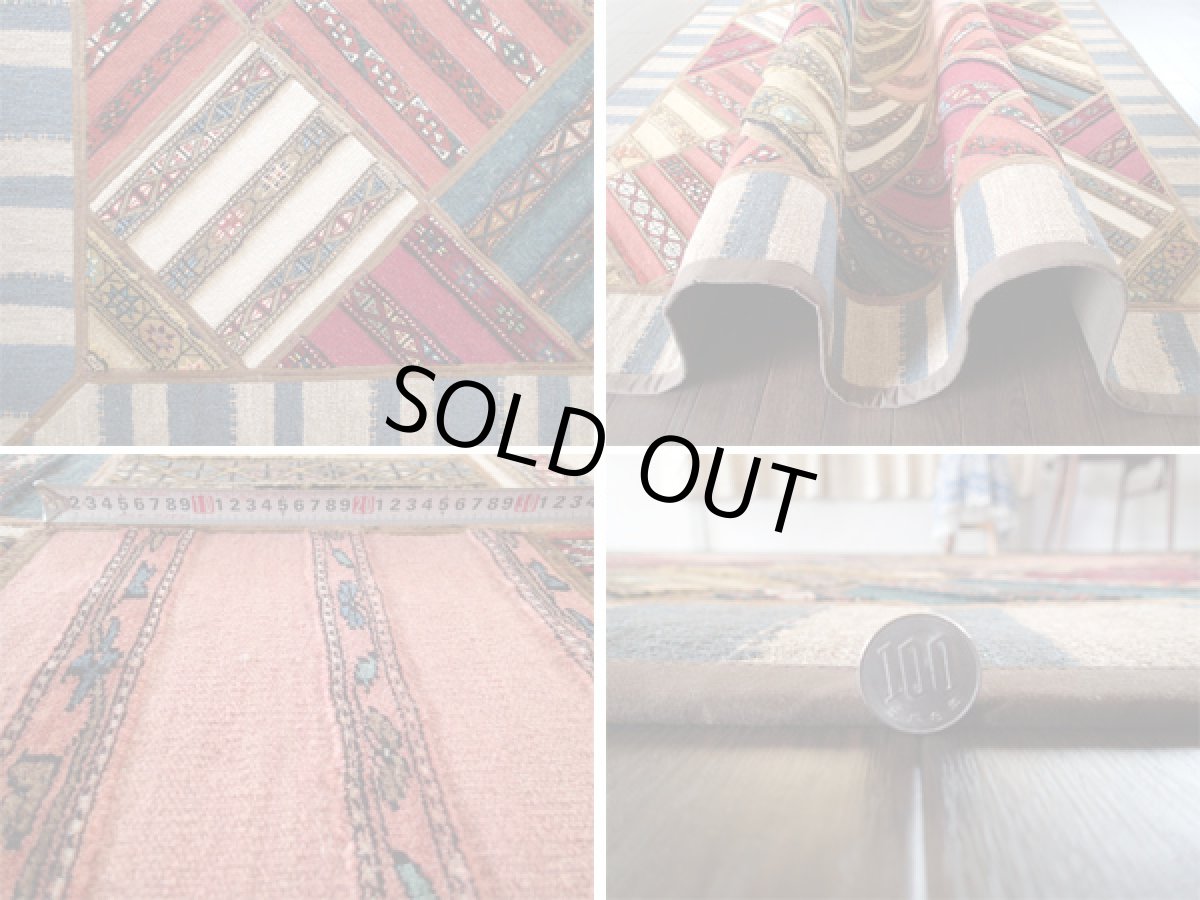 画像5: ペルシャ絨毯キリムジャジムパッチワークラグ_センターラグサイズ5220c_198×155 (5)