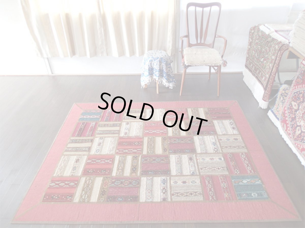 画像2: ペルシャ絨毯キリムジャジムパッチワークラグ_センターラグサイズ5407_191×146 (2)