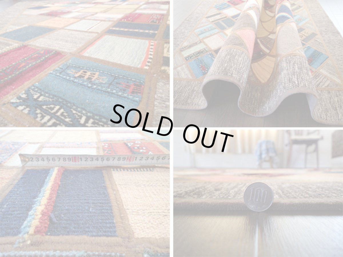 画像5: ペルシャ 絨毯 ギャッベ キリム ジャジム パッチワーク ラグ ウール センターラグサイズ5424_177×134 (5)