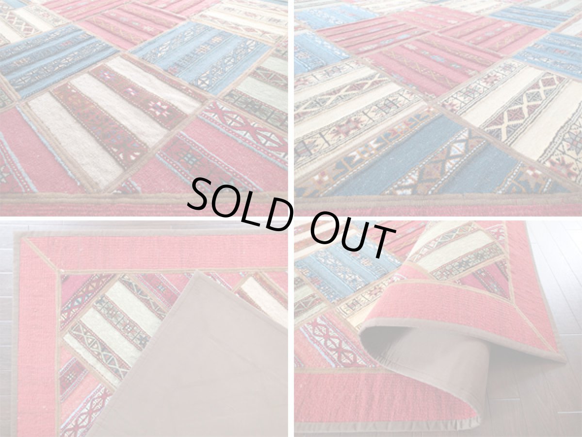 画像4: ペルシャ絨毯キリムジャジムパッチワークラグ_センターラグサイズ5319c_197×154 (4)