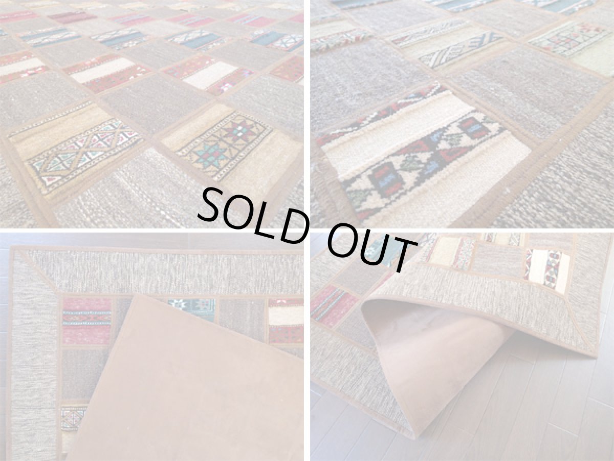 画像4: ペルシャ絨毯キリムジャジムパッチワークラグ_センターラグサイズ5378_193×147 (4)