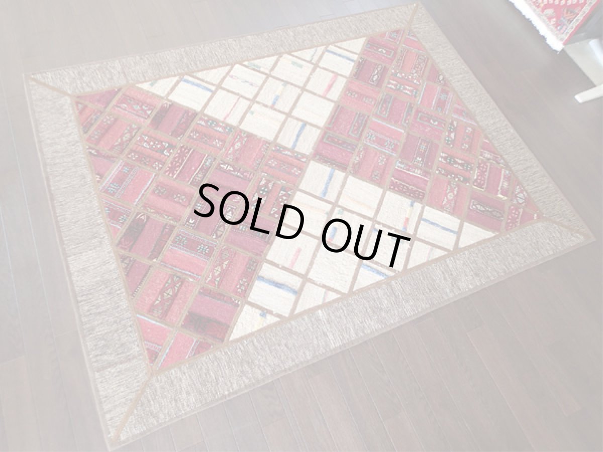 画像3: ペルシャ絨毯ギャッベキリムジャジムパッチワークラグ_センターラグサイズ5476_177×135 (3)