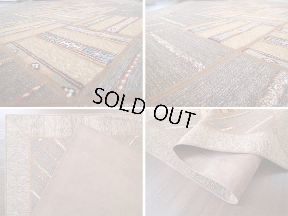 画像9: 新品 ペルシャ 絨毯 ギャッベ キリム ジャジーム パッチワーク リビング ルーム ラグ サイズ 249 x 165 cm No.5446 天然 ウール 敷物 マット カーペット 茶 からし色 n-5446-249165sa002 (9)