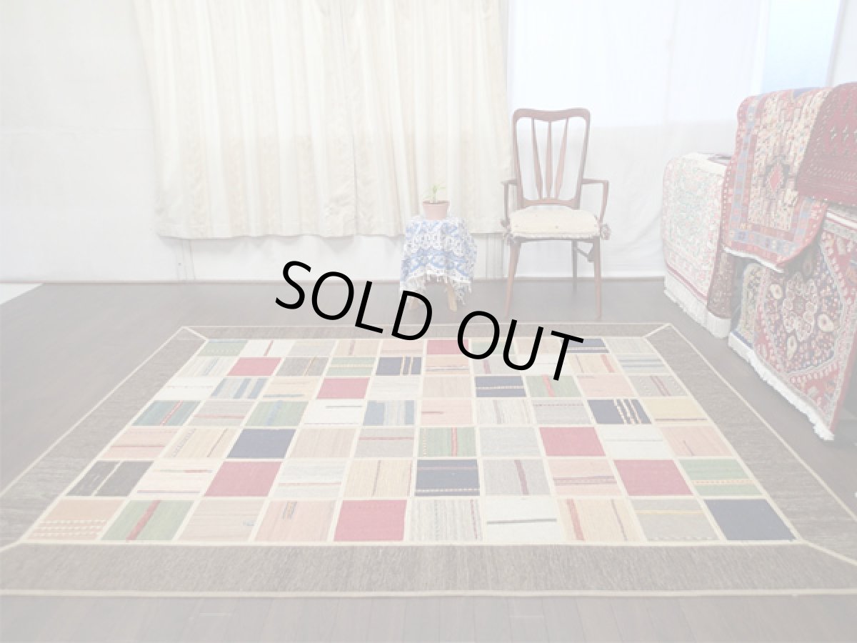 画像2: ギャッベキリムジャジムパッチワークラグ_リビングラグサイズ5384_236×174 (2)