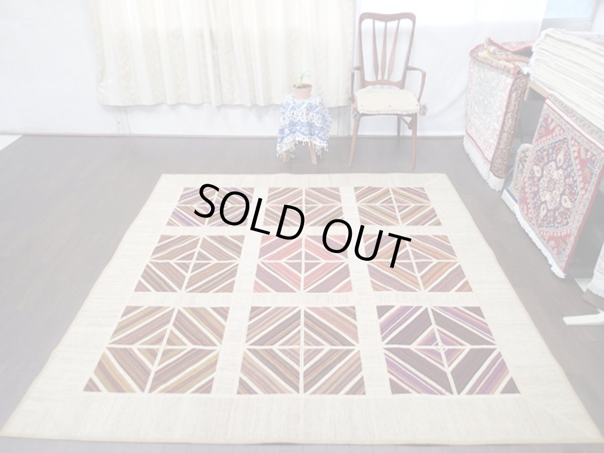 画像2: キリムジャジムパッチワークラグ_リビングラグサイズ5430_200×199 (2)