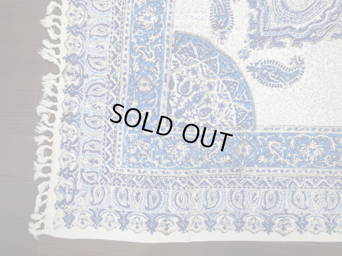 画像4: ペルシャ更紗(さらさ)ガラムカール_ペイズリーブルー3_マルチカバー_160×240 (4)