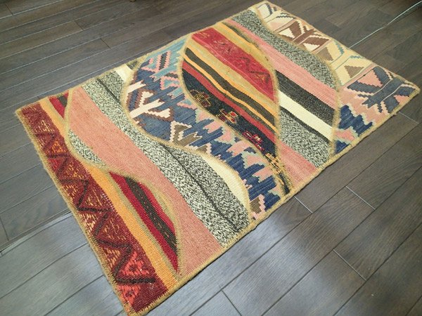 パッチワークオールドキリム_玄関マットサイズD1B_OldKilimPatchwork90x62