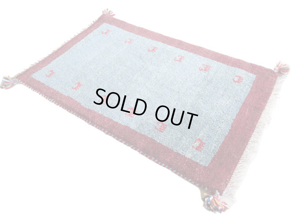 画像2: 玄関マットサイズギャッベC74Gabbeh90×57※一部ほつれ有り (2)