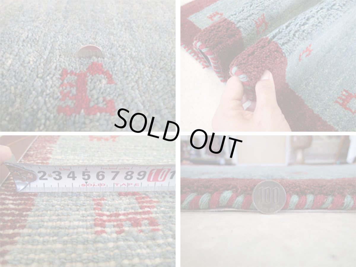 画像5: 玄関マットサイズギャッベC74Gabbeh90×57※一部ほつれ有り (5)