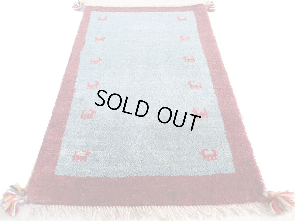 画像3: 玄関マットサイズギャッベC74Gabbeh90×57※一部ほつれ有り (3)