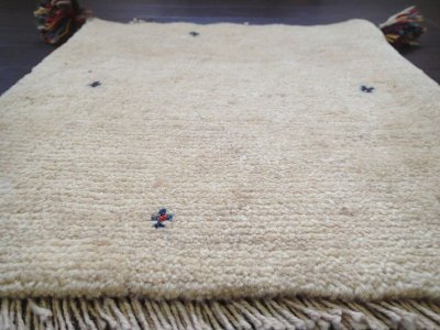 画像1: 手織り ペルシャ ミニ ギャッベ 座布団 サイズ 40 × 40 B62 ハンドメイド ラグ クッション ウール 天然 ギャベ