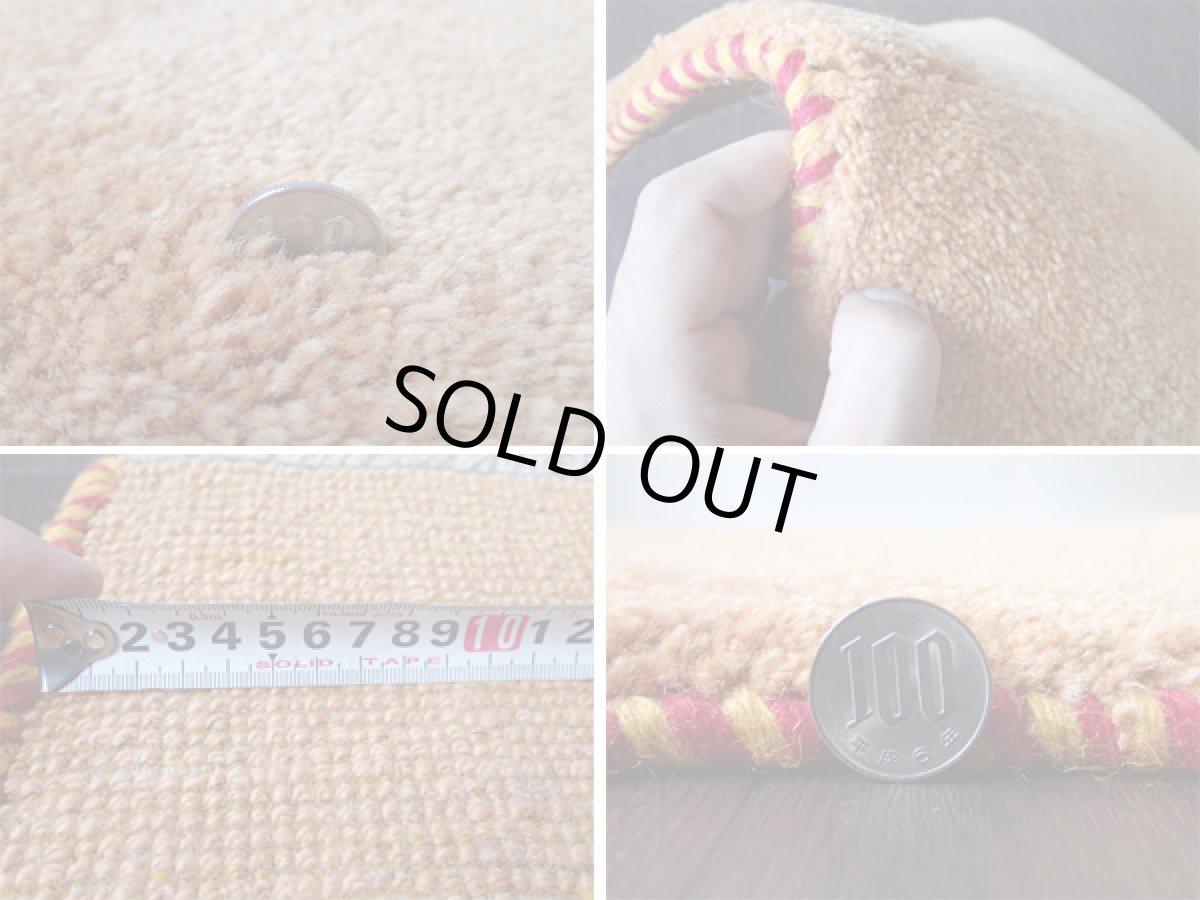 画像5: 手織りペルシャミニギャッベY00座布団サイズ40×40ハンドメイドラグ (5)