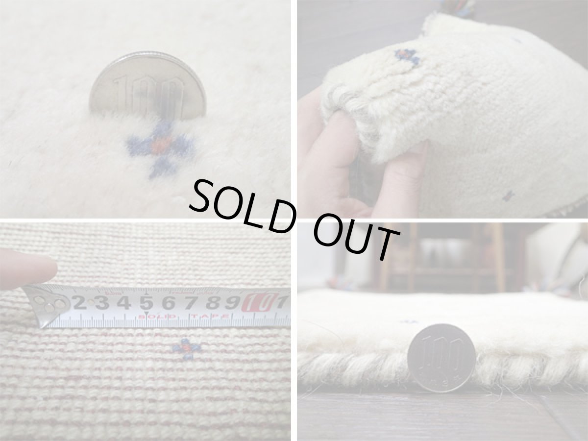 画像5: 手織りペルシャミニギャッベB61座布団サイズ40×40ハンドメイドラグ (5)