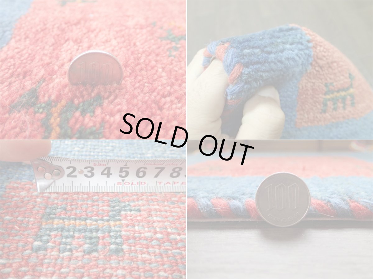 画像5: 手織りペルシャミニギャッベB76座布団サイズ40×40ハンドメイドラグ (5)