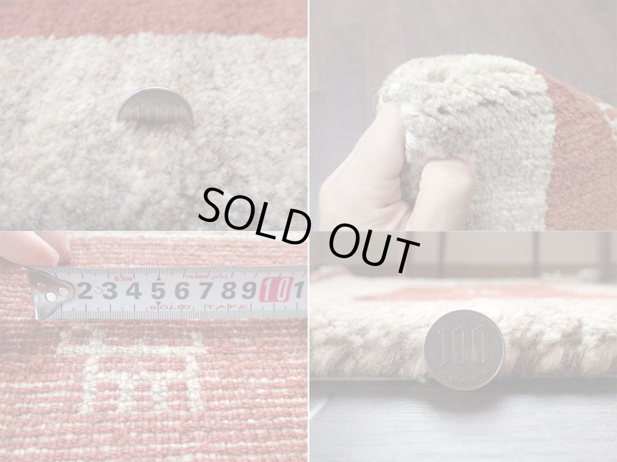 画像5: 手織りペルシャミニギャッベC50座布団サイズ35×38ハンドメイドラグ (5)