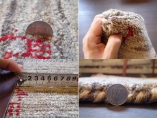 画像5: 手織り ペルシャ ミニ ギャッベ 座布団 サイズ 36 × 41 E70 ハンドメイド ラグ クッション ウール 天然 ギャベ (5)