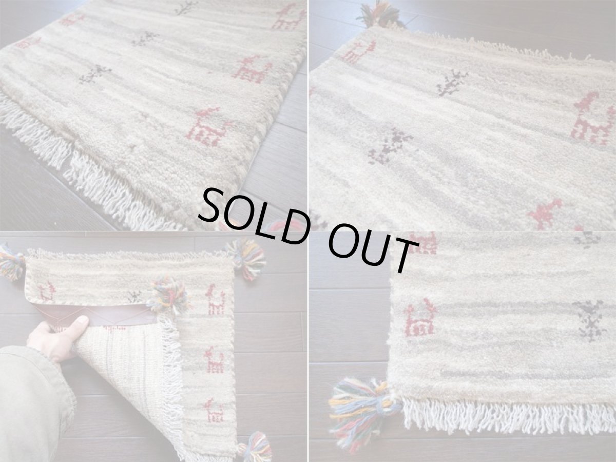 画像4: 手織りペルシャミニギャッベE71座布団サイズ36×39ハンドメイドラグ (4)